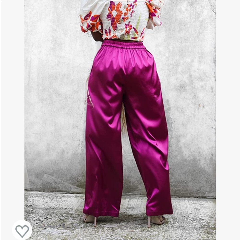 The Drop Orchid Wide Leg Satin Pants by @tenickab